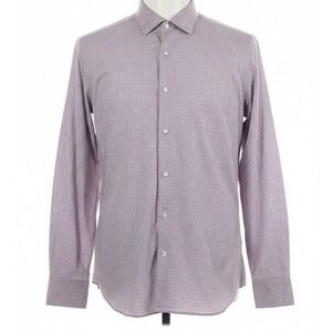 Ordean Mens 2XL Blue Pink Geometric Print Button Down Dress Shirt Long Sleeve